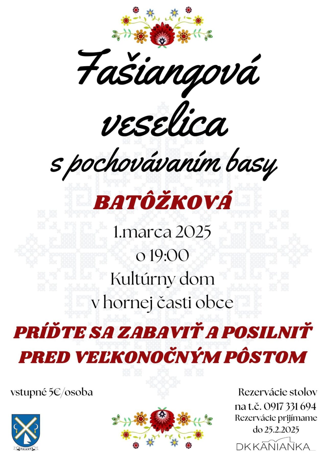 plagát fašiangová veselica