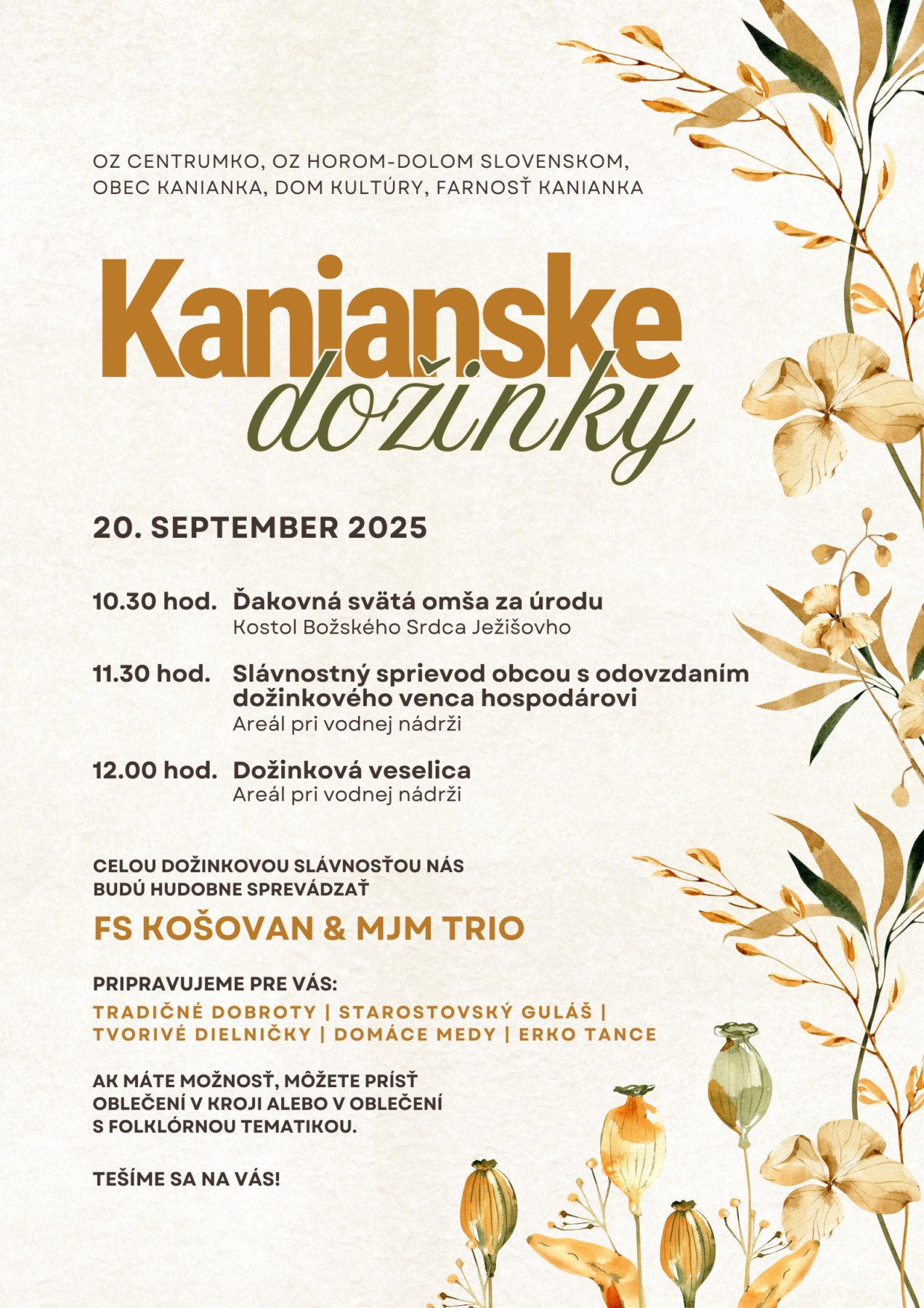 plagát - Kanianske dožinky 20.9.2025