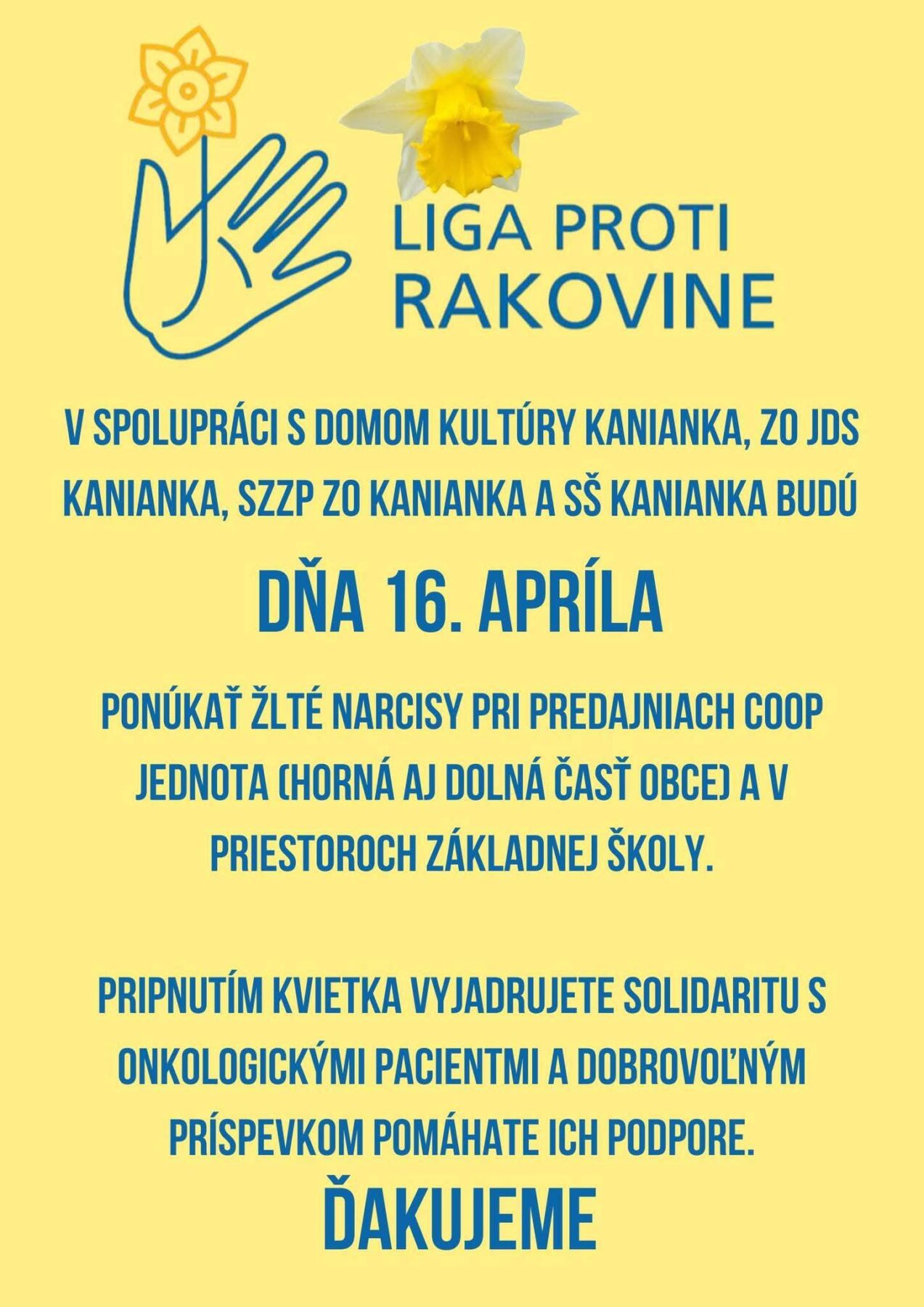 Plagát - deň narcisov v Kanianke